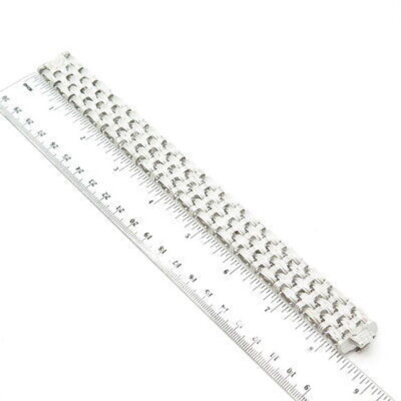 925 Sterling Silver Vintage Italy Rattan Link Bracelet 8" - Picture 2 of 7